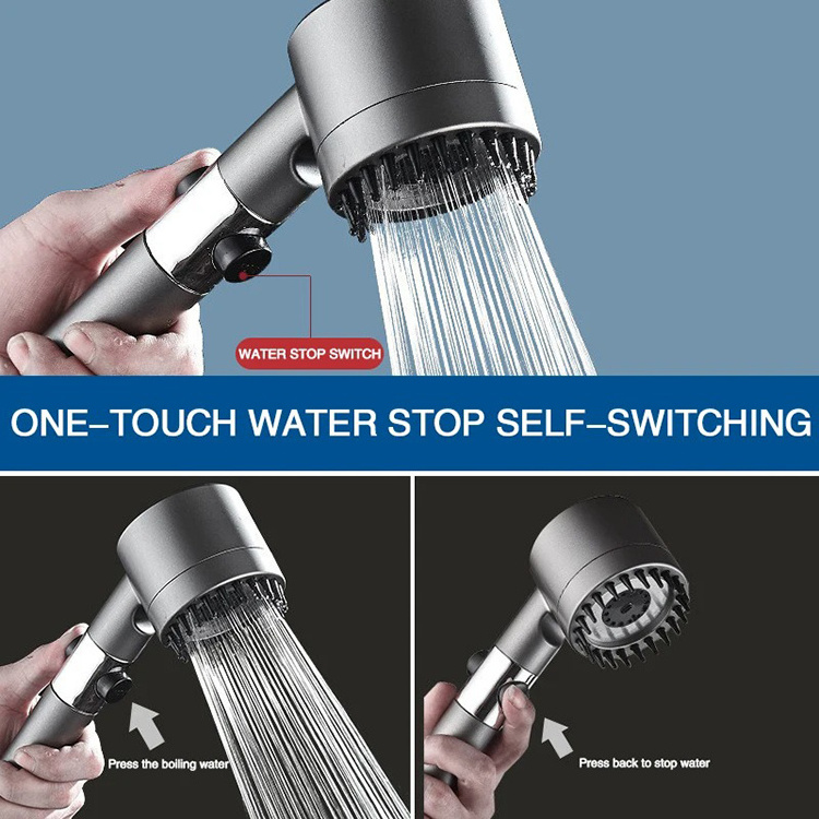 Rain Shower Faucet Bathroom Accessories High pressure 3 mode Adjustable Spray Shower Head with Massage Brush Filter