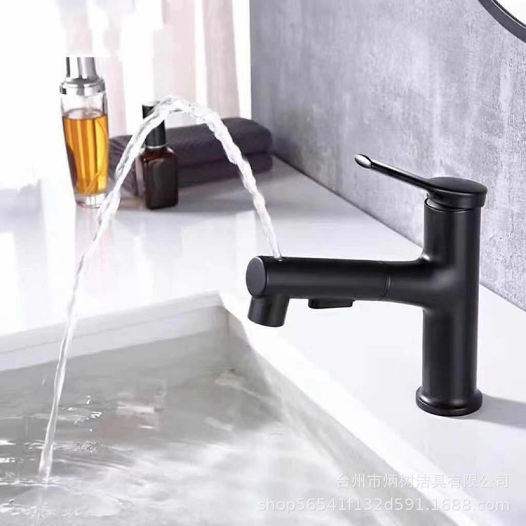 Luxury Single Handle Hot Cold Sprayer Stainless Steel Bath Sink Mixer Taps White Bathroom Tap Pull Out Basin Faucet