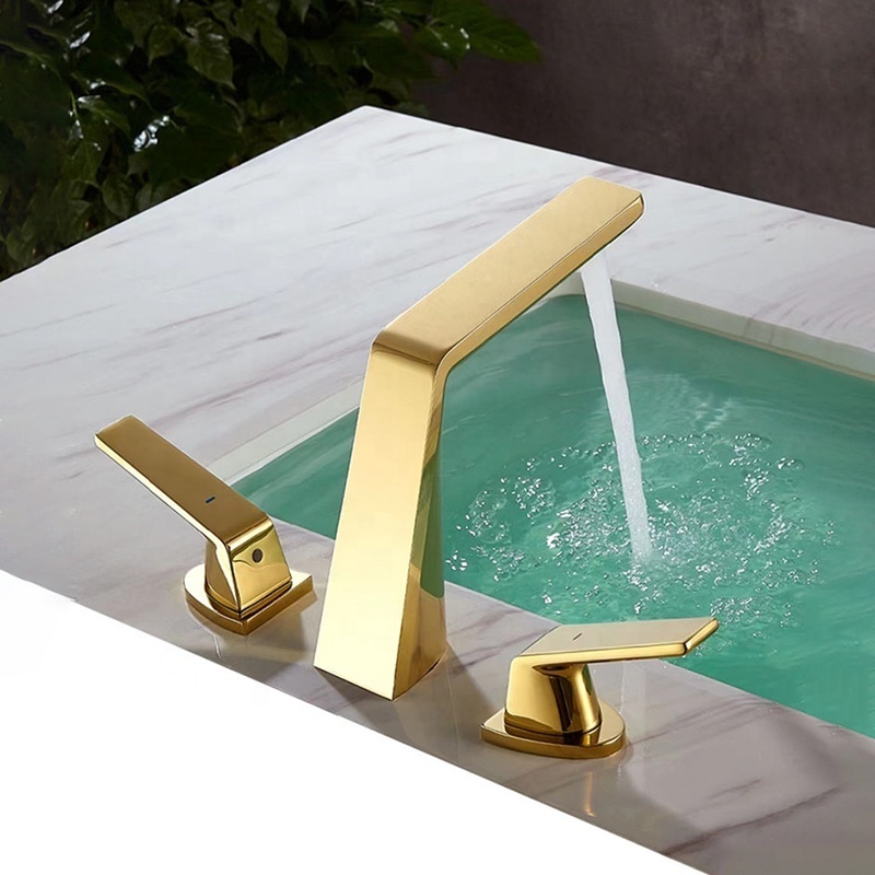 Basin Faucet for Bathroom Hot and Cold Bath Shower Mixer Mounted with Single Handle Brushed Gold Faucet