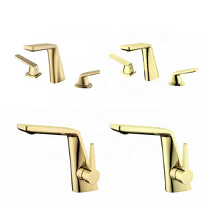 Basin Faucet for Bathroom Hot and Cold Bath Shower Mixer Mounted with Single Handle Brushed Gold Faucet