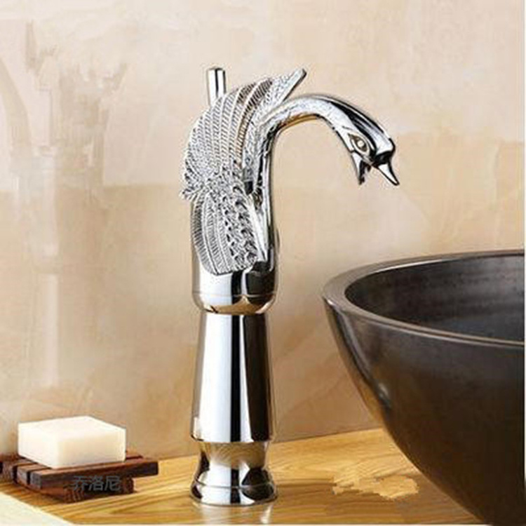 High quality European antique swan tap luxury brass gold kitchen faucet