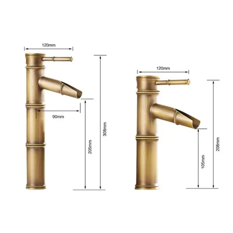 Competitive Price Bamboo Shaped Bronze Bathroom Faucets Bathroom Mixer Antique Copper Basin Faucets