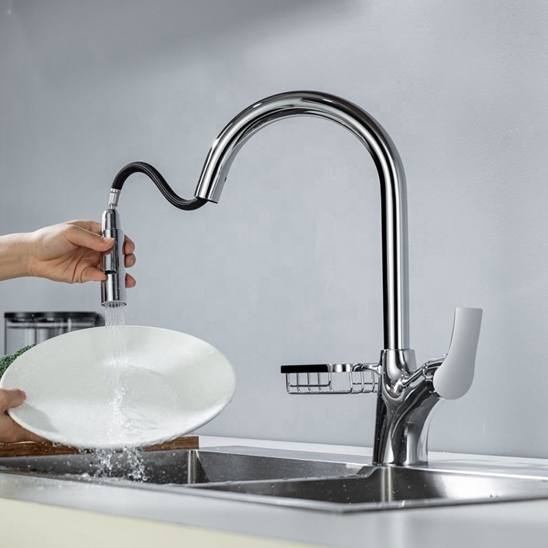 kitchen chrome retractable faucet chrome with soap dispenser sink with pressure glass mixer automatic faucet pull out faucet