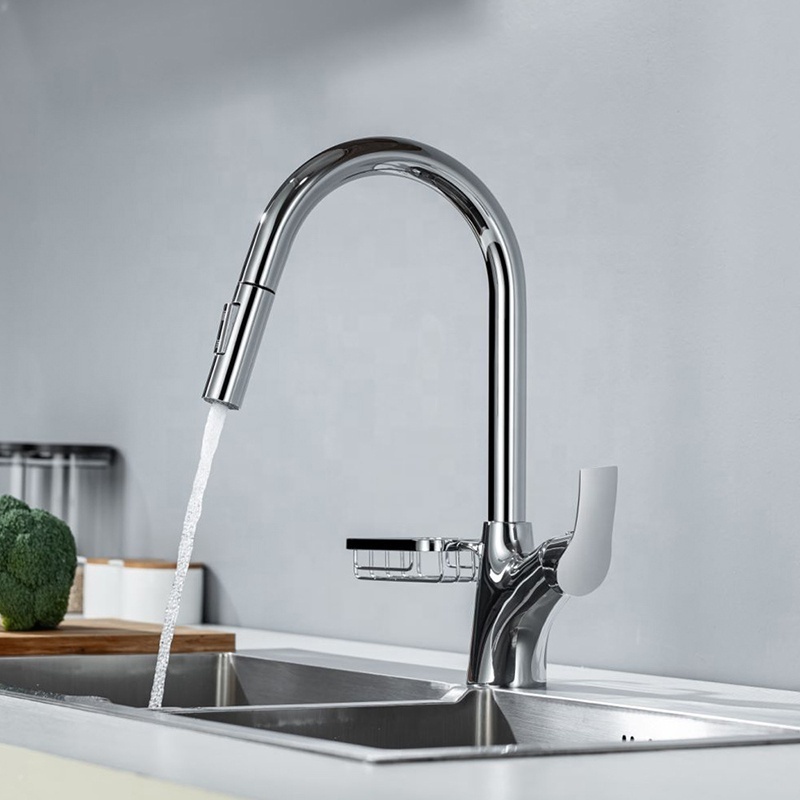 kitchen chrome retractable faucet chrome with soap dispenser sink with pressure glass mixer automatic faucet pull out faucet