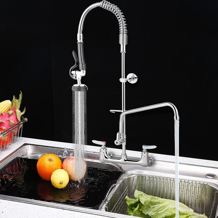 Good Price Commercial Style Chrome Pot Filler Kitchen Faucet with Pre Rinse Sprayer