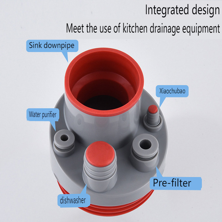 Kitchen Anti-Backflow Integrated Sealing Plug Kitchen Sewer Tee Drain Pipe Anti-odor And Anti-insect Plug And Play Porous Drain