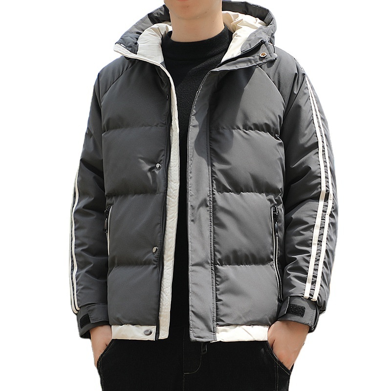 Custom Unisex Winter Down Jacket Thick New Korean Fashion Puffer Hood Casual Zipper Closure Warm Stand Collar Jacket