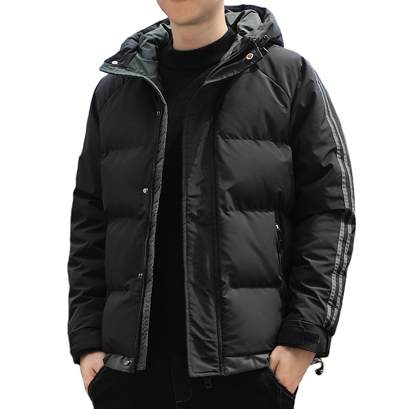 Custom Unisex Winter Down Jacket Thick New Korean Fashion Puffer Hood Casual Zipper Closure Warm Stand Collar Jacket