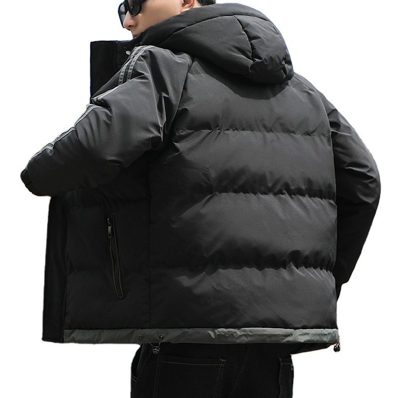 Custom Unisex Winter Down Jacket Thick New Korean Fashion Puffer Hood Casual Zipper Closure Warm Stand Collar Jacket