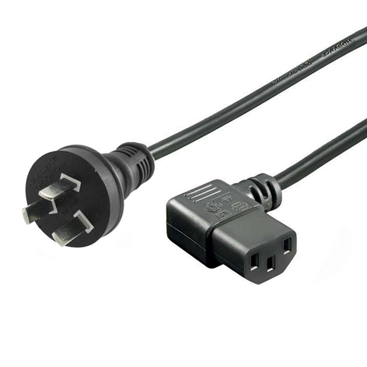 SAA Approval Australian 3 Pin Plug to 90 degree Right Angled IEC 320 C13 AC Power Supply Cord Cable 1.8m Custom Length