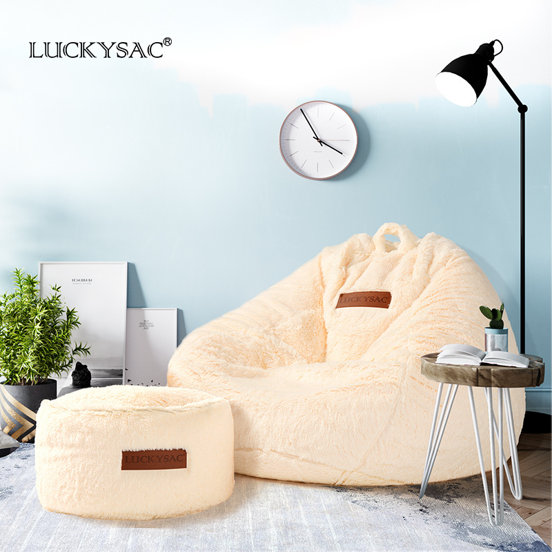 Factory Wholesale Large Fur Bean Bag Couch, Adult Faux Fur Bean Bag Sofa