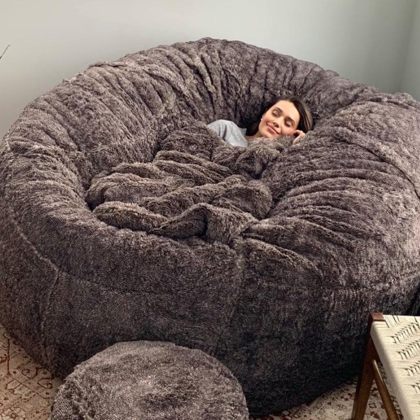 Faux Fur Shredded Foam Beanbag Chair Wholesale Jumbo Bean Bag Couch for Adults