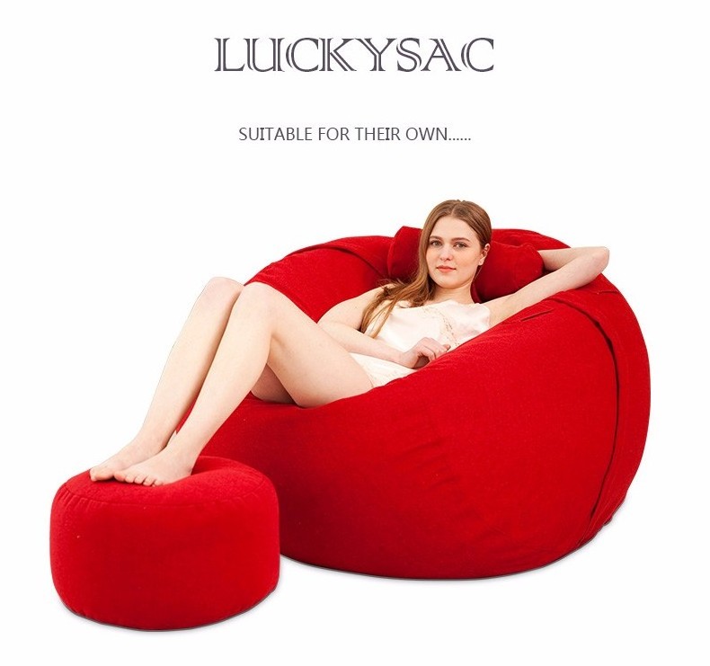 Multi-Color Optional Solid Color Round Giant Foam Bean Bag Faux Liner Large Bean Bag Lazy Chair Living Room Sofas