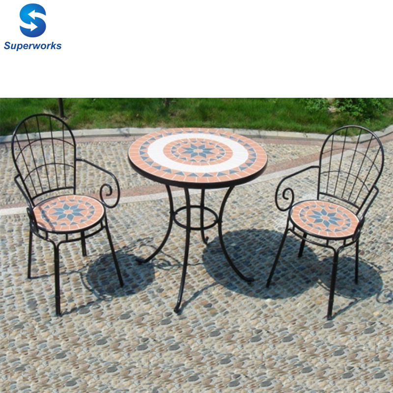 Garden outdoor mosaic bistro table and 2 chairs set