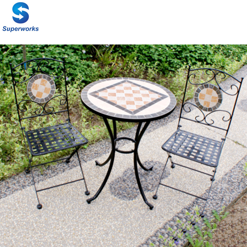 Garden outdoor mosaic bistro table and 2 chairs set