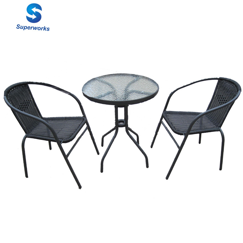 Bistro wicker rattan chair and table set