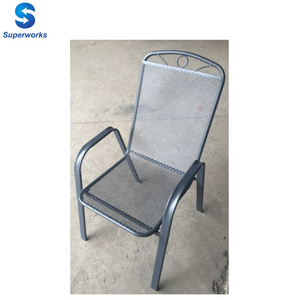 Wholesale outdoor metal sling armchair garden stackable stacking patio dining chair