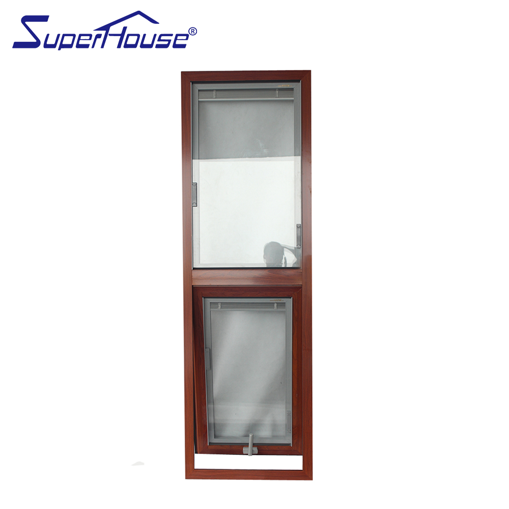 Customized Double Glass Awning Windows Aluminum Blind Casement Window with built in shutter