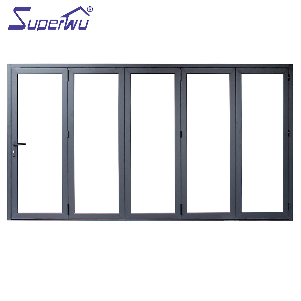 USA Commercial Residential Lowes Glass Aluminum Bi Folding Accordion Bifold Sliding Exterior Door With Locks