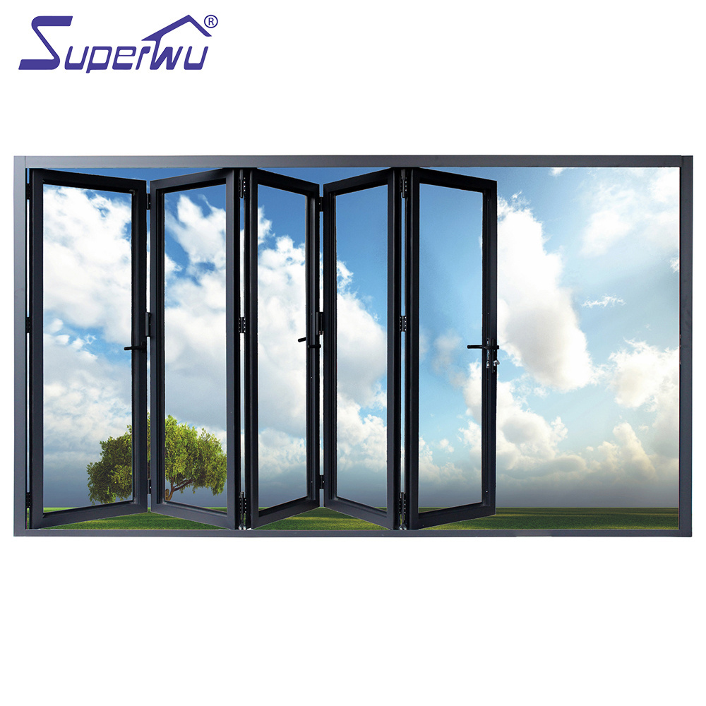 USA Commercial Residential Lowes Glass Aluminum Bi Folding Accordion Bifold Sliding Exterior Door With Locks