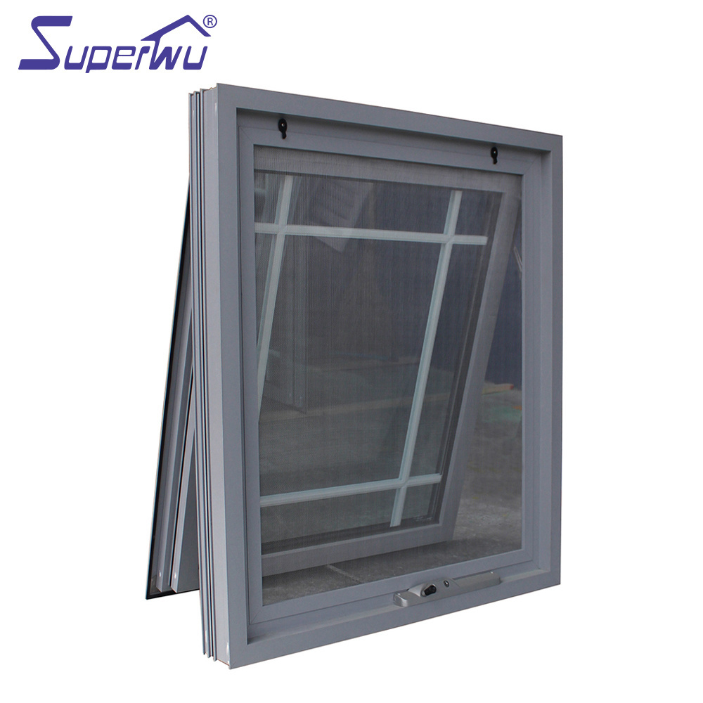 Superhouse small bathroom window AS2047 modern design grill design Awning Aluminium Vertical Bathroom outward opening Windows