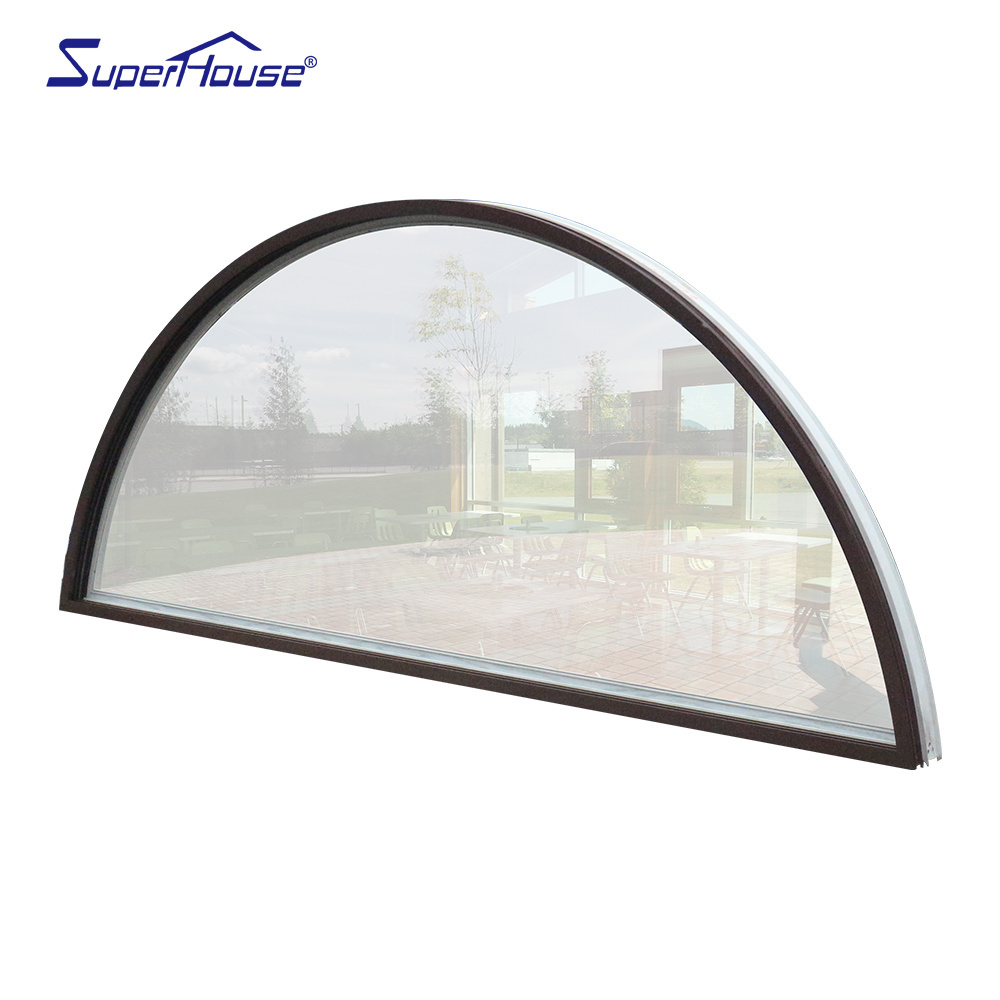 Superhouse Custom Ultra Narrow Frame Hurricane proof Impact Aluminium Frame Windows Aluminum Arched Window