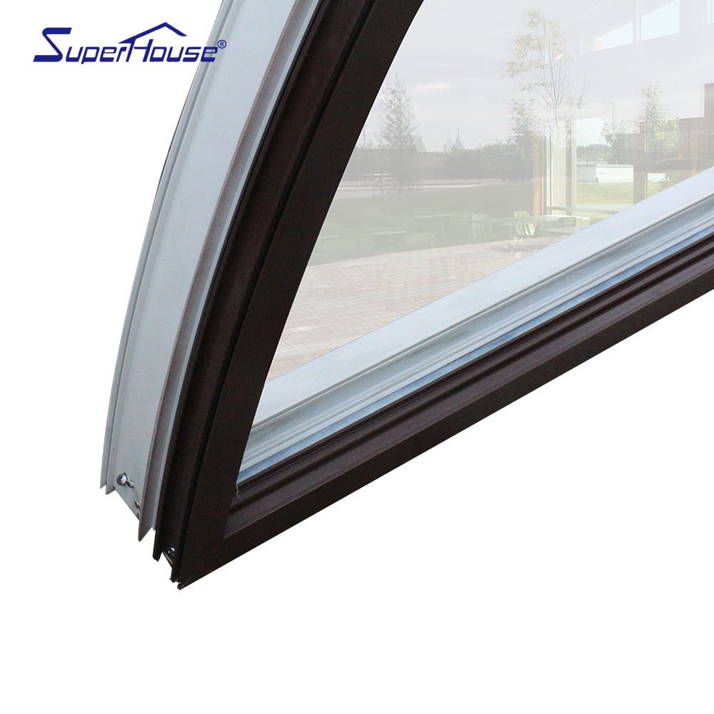 Superhouse Custom Ultra Narrow Frame Hurricane proof Impact Aluminium Frame Windows Aluminum Arched Window