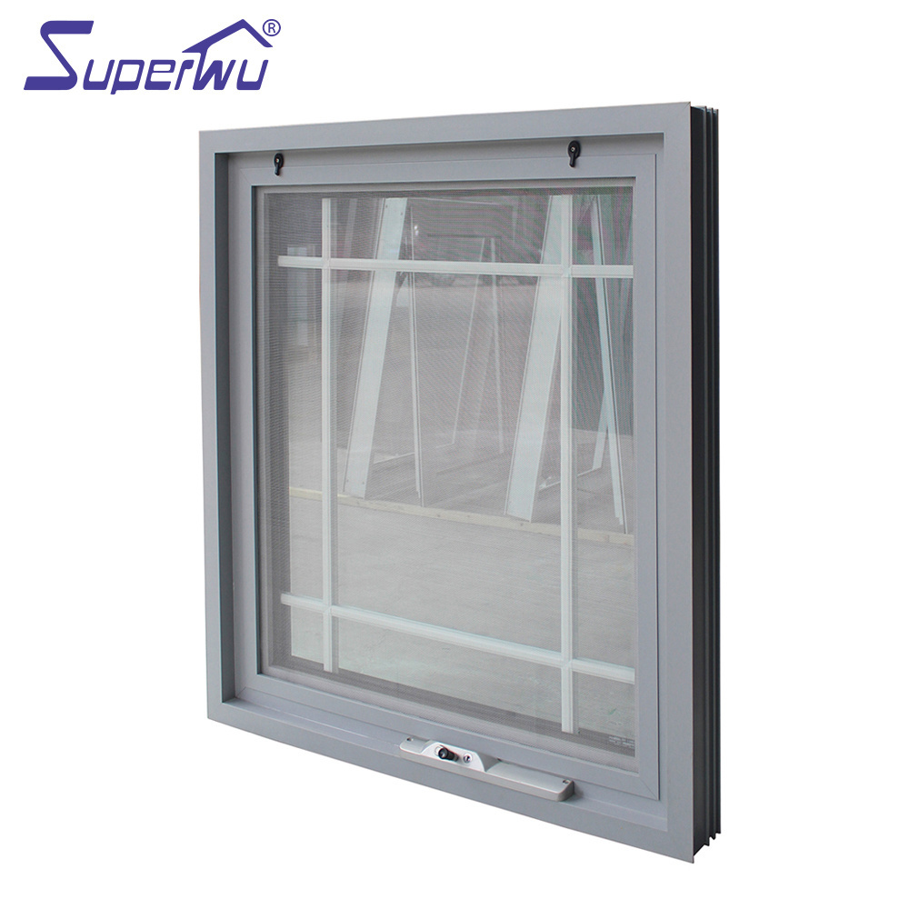 Superhouse small bathroom window AS2047 modern design grill design Awning Aluminium Vertical Bathroom outward opening Windows