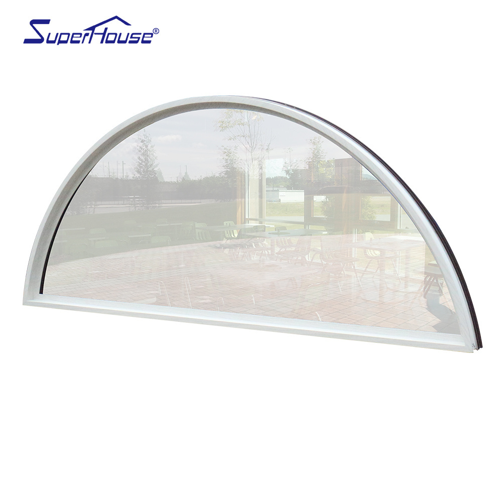 Superhouse Custom Ultra Narrow Frame Hurricane proof Impact Aluminium Frame Windows Aluminum Arched Window