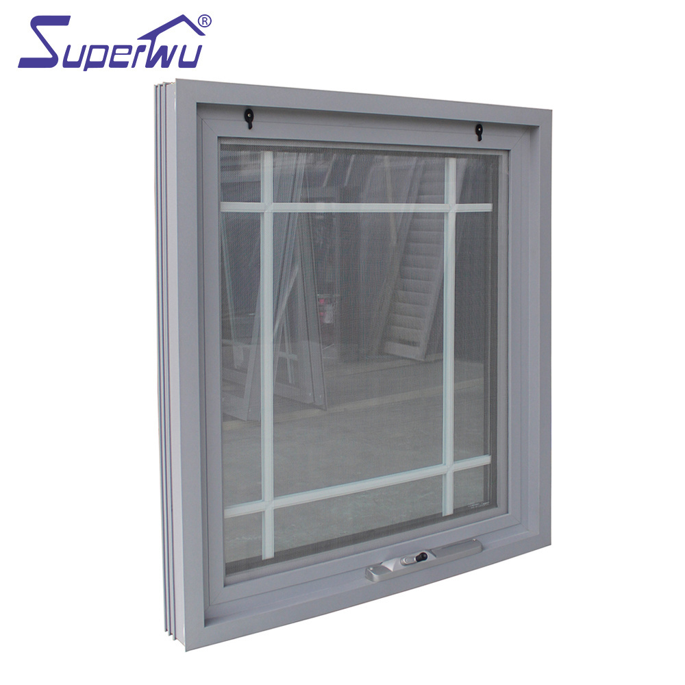 Superhouse small bathroom window AS2047 modern design grill design Awning Aluminium Vertical Bathroom outward opening Windows