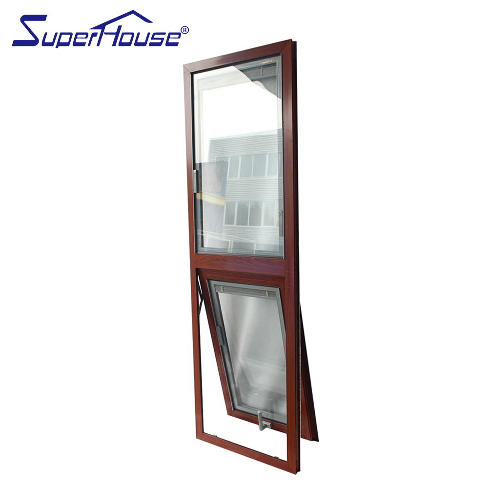 Customized Double Glass Awning Windows Aluminum Blind Casement Window with built in shutter