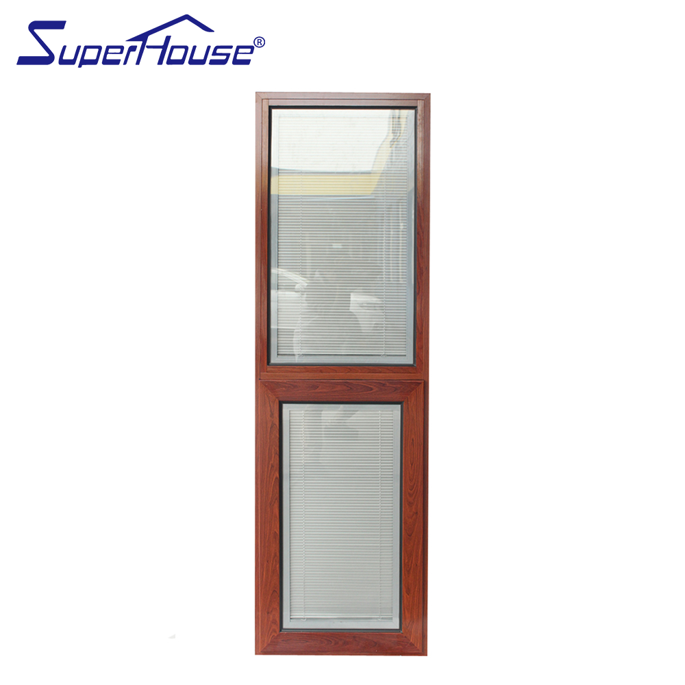 Customized Double Glass Awning Windows Aluminum Blind Casement Window with built in shutter