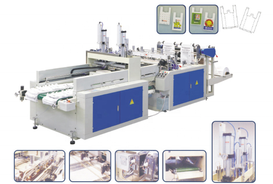 High speed nylon hot cutting bio degradable t-shirt plastic garbage bag making machine automatic