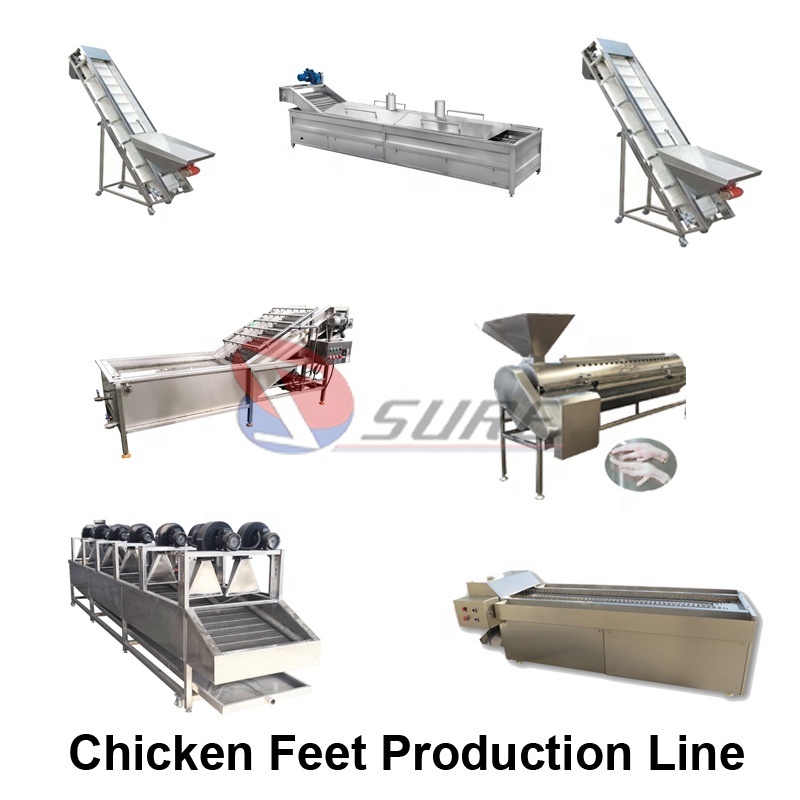 Chicken feet processing line chicken claw cutting machine chicken paw peeling machine