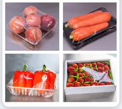 Easy to Operate Meat Vegetables Keeping Fresh Fruits Wrapping Cling Film Packing Machine with Print Label