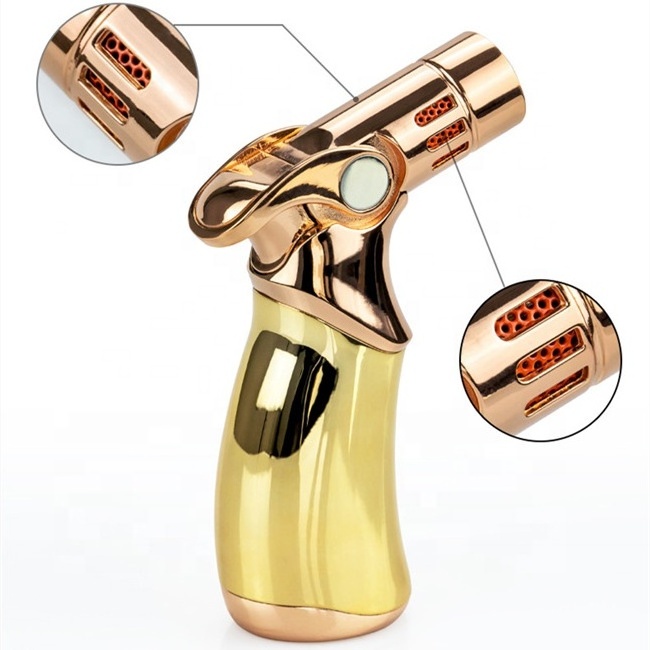 Butane Refillable Gas Lighter for Cigar Four Flames Jet Torch Lighter  Cigarette With Gift Box