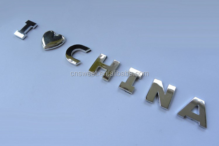 Car decoration letters plastic chrome badge adhesive tapes car stickers