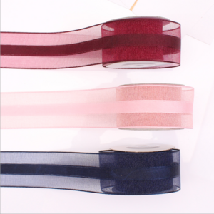 2.5cm 4cm  Sheer Customized Satin Organza RibbonS Gift flower wrapping ribbon