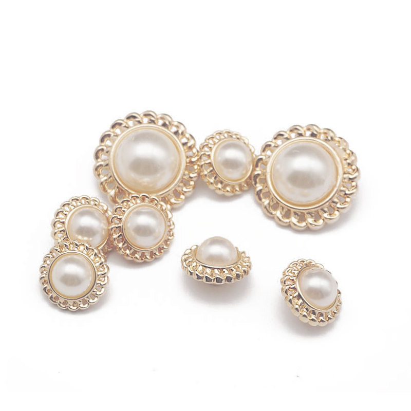 Factory Wholesale High Quality Decorative Flowers Sewing Button Gold Pearl Shank Buttons For garment buttons