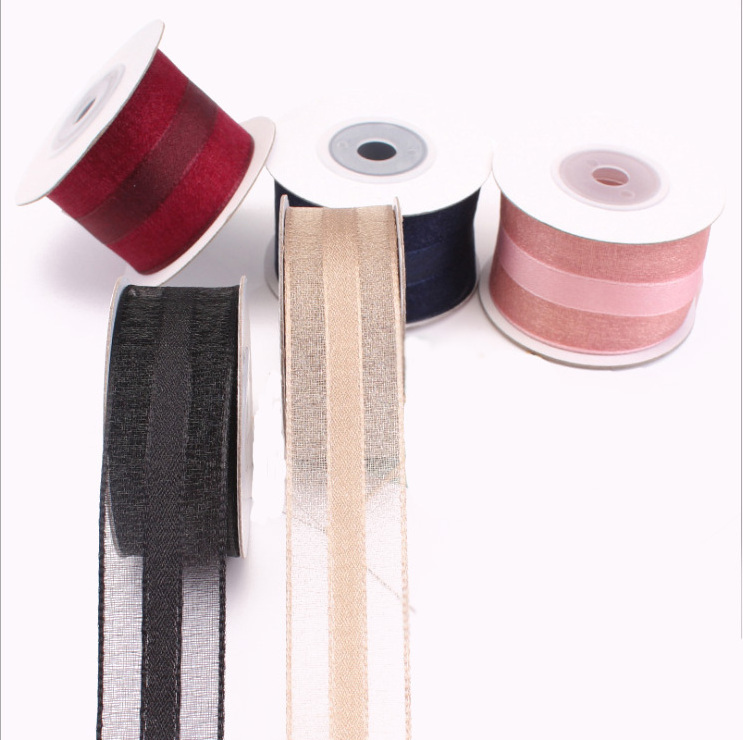 2.5cm 4cm  Sheer Customized Satin Organza RibbonS Gift flower wrapping ribbon