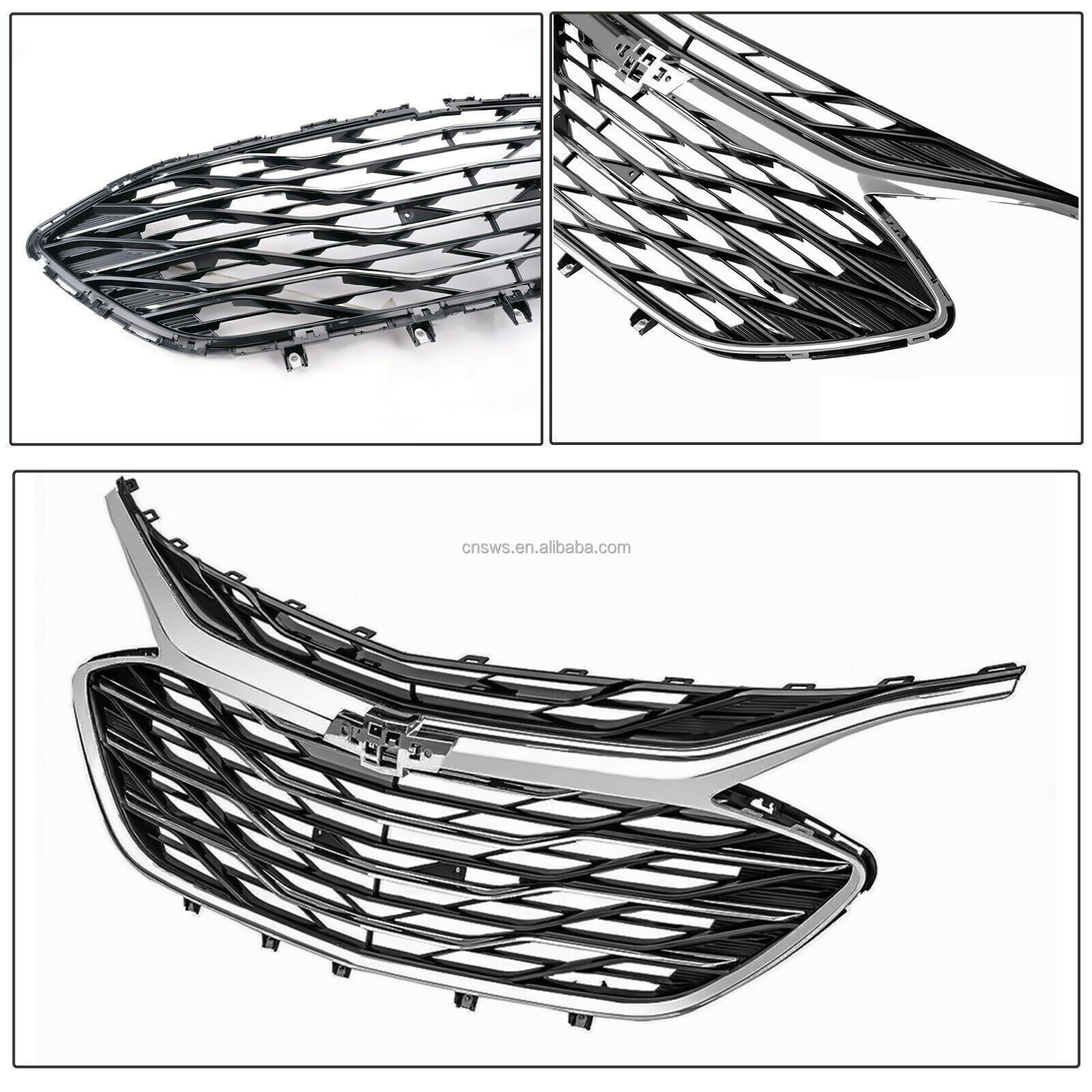 Fit for Chevrolet Malibu 2019 2020 Front Bumper Upper Lower Grill Grille Chrome 3PCS front body kit