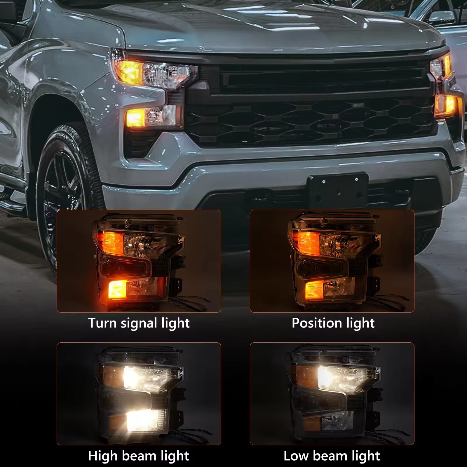 car accessories Black Trim Halogen Headlight For Chevrolet Silverado 1500 2022 2023 2024  Halogen headlamp