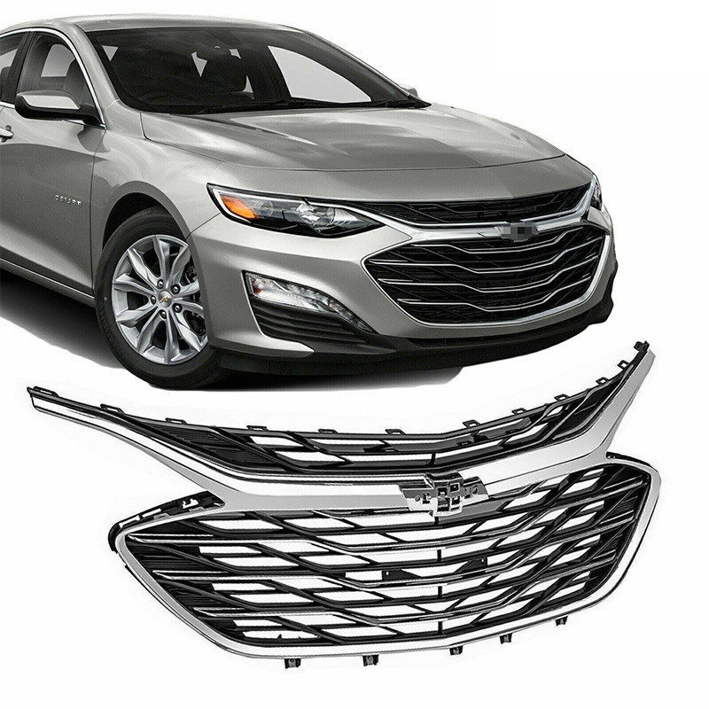 Fit for Chevrolet Malibu 2019 2020 Front Bumper Upper Lower Grill Grille Chrome 3PCS front body kit