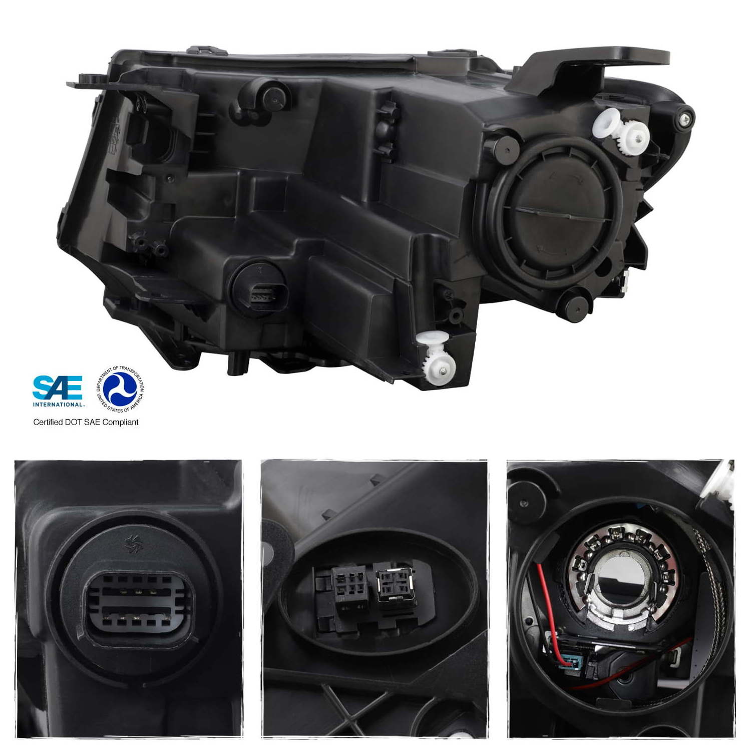 For 2017-2021 Jeep Compass halogen or  HID/ Xenon LED Tube DRL Projector car Headlight