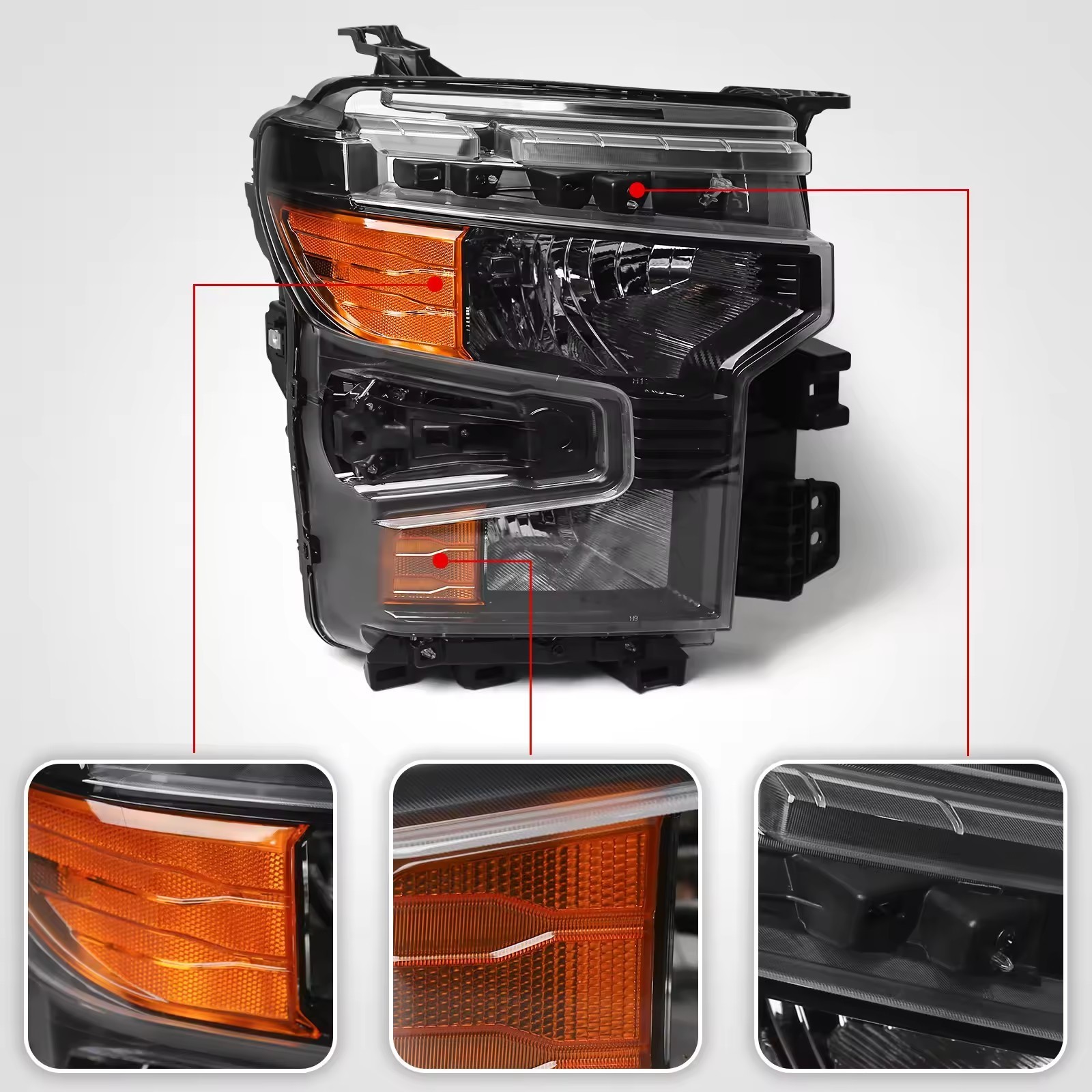 car accessories Black Trim Halogen Headlight For Chevrolet Silverado 1500 2022 2023 2024  Halogen headlamp