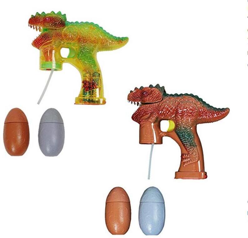 CB1803117 Wholesale Summer Toys 6 Flashing Light Outdoor Toys Electric Dinosaurs Bubble Gun with Double bottles bubble liquid