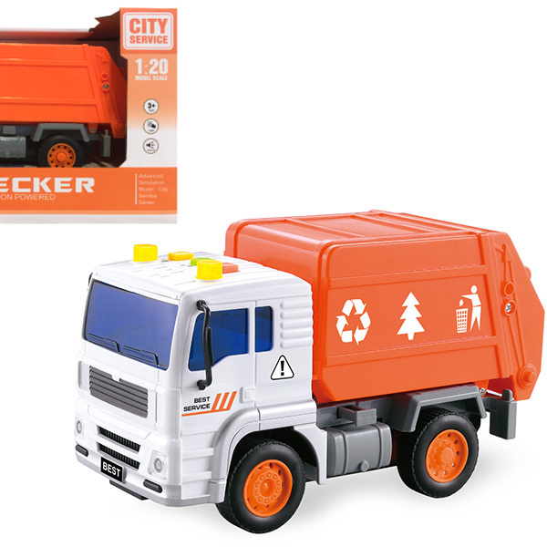 GX1110749 New Plastic Kids Friction Powered Recycling Garbage Toy Truck with Light and Sounds