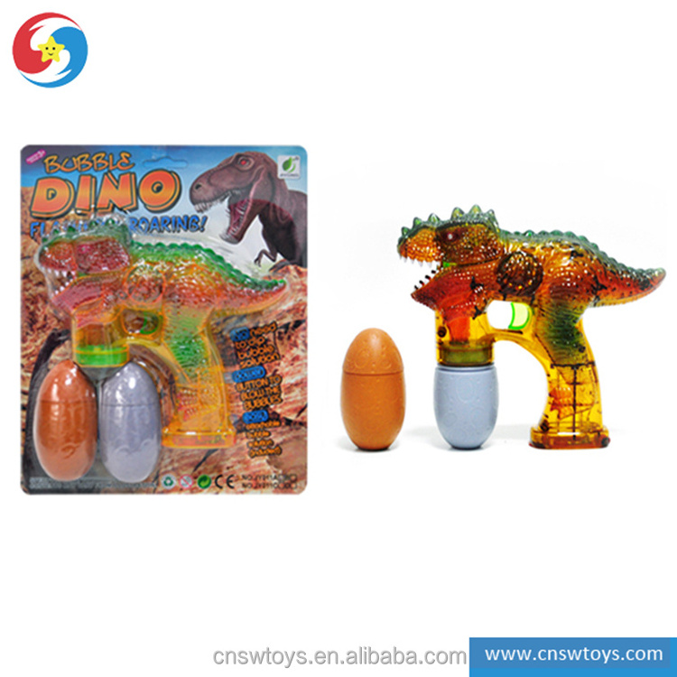 CB1803117 Wholesale Summer Toys 6 Flashing Light Outdoor Toys Electric Dinosaurs Bubble Gun with Double bottles bubble liquid