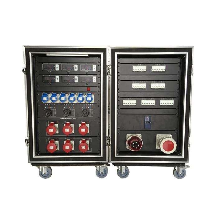 Super sell electrical distribution boards 26 channels power distro box with universal socket and 63a waterproof socket