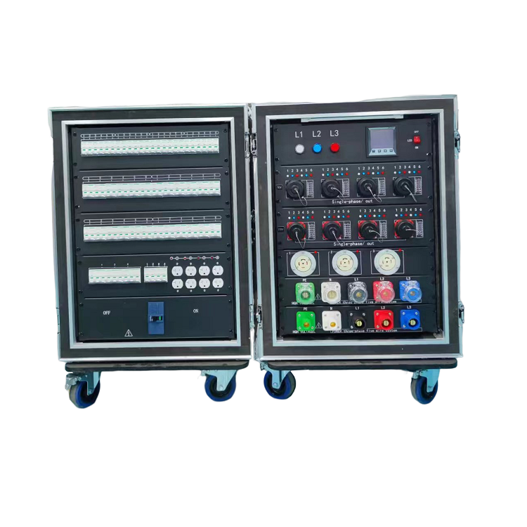 Super sell electrical distribution boards 26 channels power distro box with universal socket and 63a waterproof socket